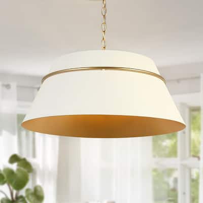 Modern Luxury Brass Gold 4-Light Durm Chandelier White Metal Island Lights - Dia. 23.4" x H 9.4"