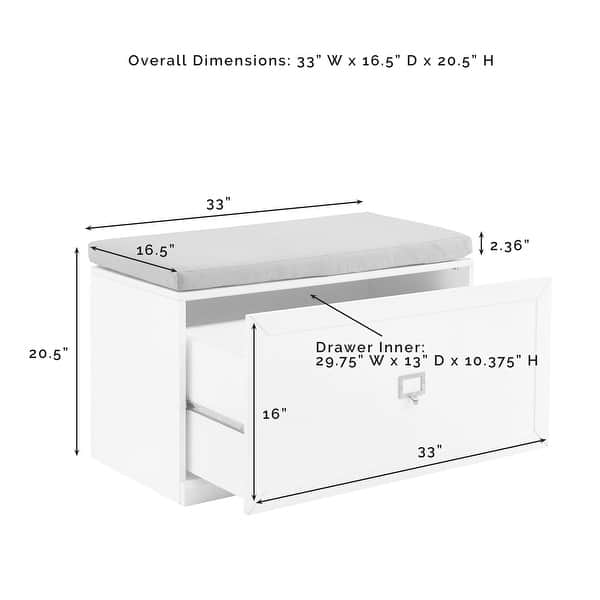 Harper Entryway Bench 16.5"x33"x20.5" Overstock 34554999