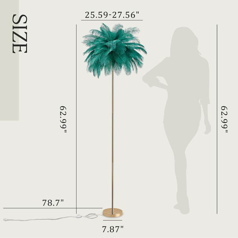 63 Inch Feather Tripod Floor Lamp With Bulbs