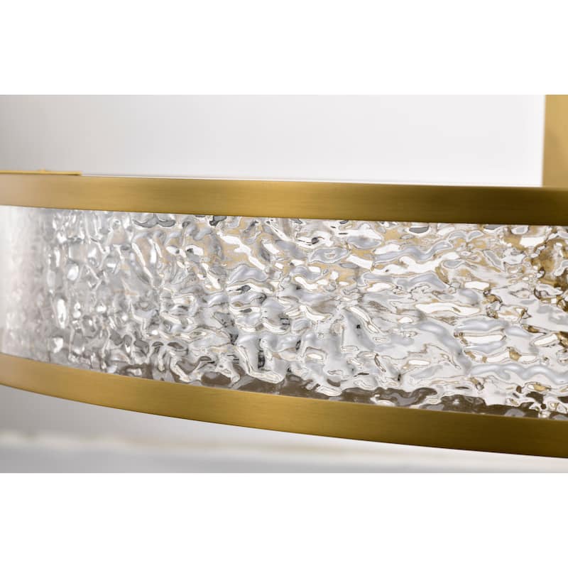 Darrow 24 Inch LED Pendant Vintage Brass Textured Acrylic Panels - Vintage Brass