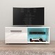 preview thumbnail 12 of 26, Moon Matte Gloss TV Stand with 16 Color LED Lights 40.5 Inches - White