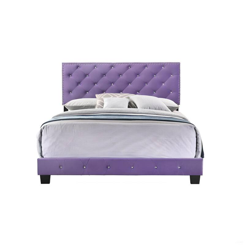 Full Size Purple Bed with Durable Support & Transitional Design