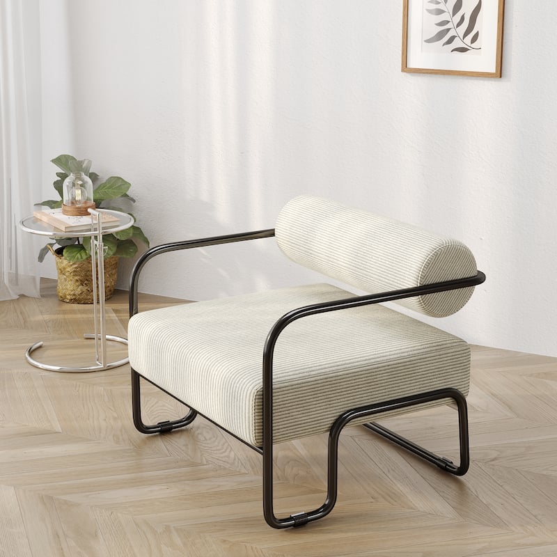 Living Room Iron Accent Chair,Corduroy Upholstered Arm Chair