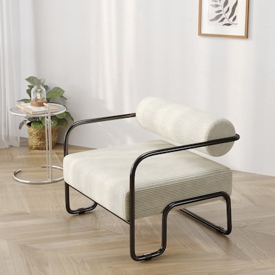 Living Room Iron Accent Chair,Corduroy Upholstered Arm Chair
