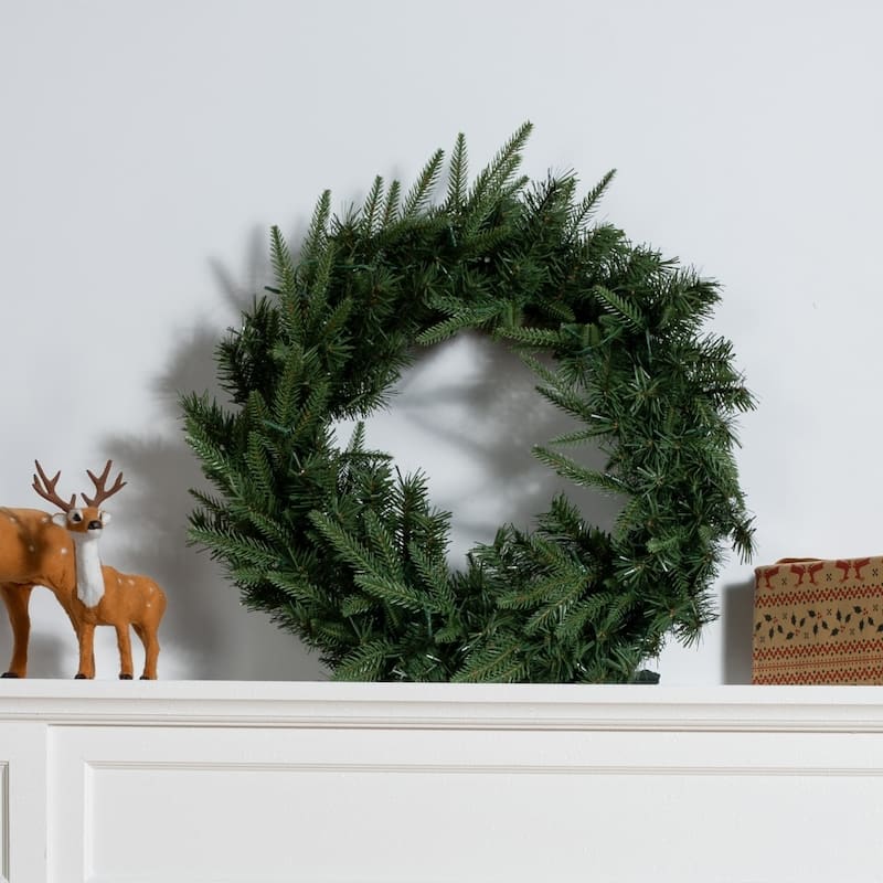 23.62" Green Realistic Artificial Holiday Christmas Wreath for Decor