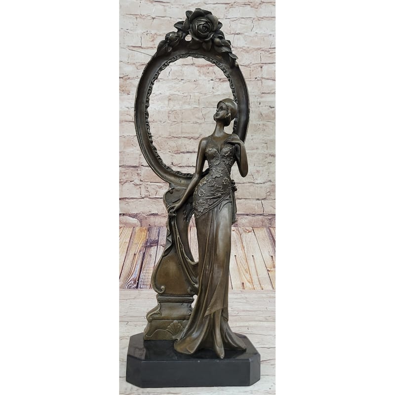 Signed Original Milo 1940 Woman Real Bronze Picture Frame Sculpture