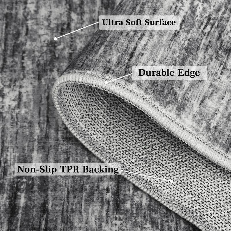 Rugs for Living Room Modern Abstract Area Rug Non-Slip Low Pile Accent Rug Soft Foldable Solid Rug