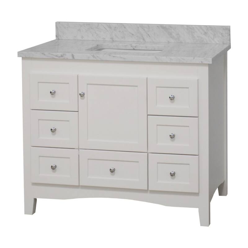 KitchenBathCollection Abbey 42" Bathroom Vanity with Carrara Marble Top