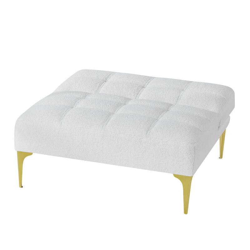 White Teddy Chenille Single Modular Sofa Bed with Wood Frame