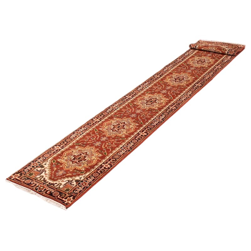 ECARPETGALLERY Hand-knotted Serapi Heritage Dark Copper Wool Rug - 2'5 x 19'10