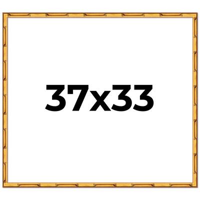 37x33 Frame Gold Bamboo Picture Frame Modern Photo Frame Includes UV Acrylic Shatter Guard Front Acid Free Foam Backing Board