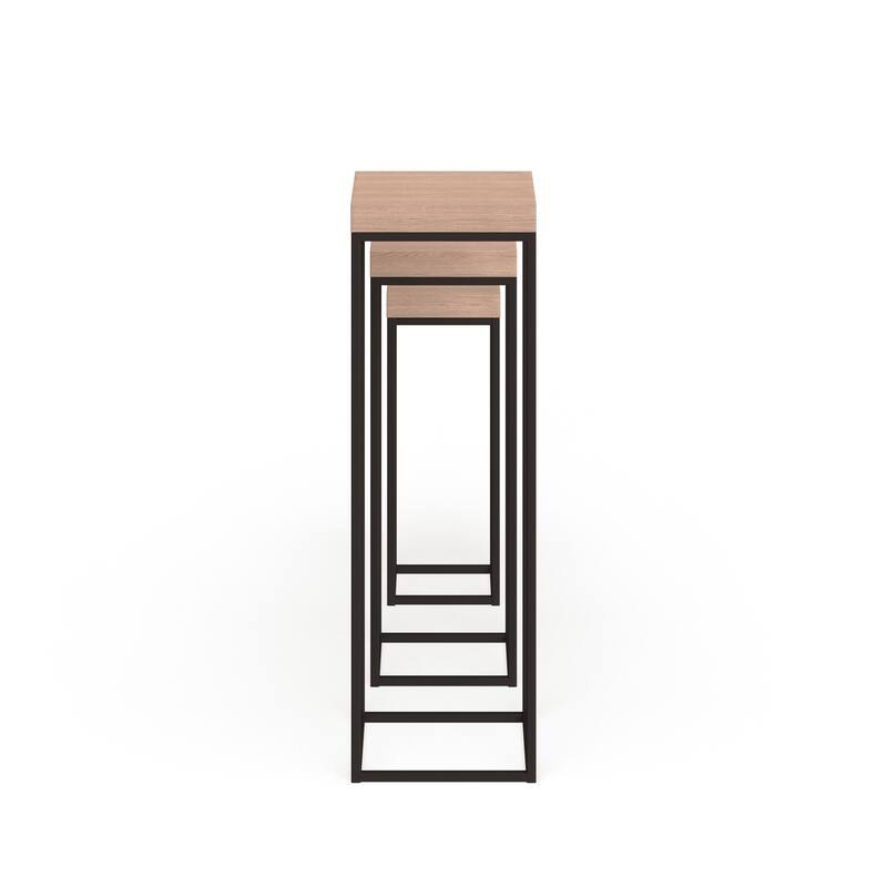 Allan Andrews Neutral Wood & Metal Pedestal Accent Tables - Set of 3