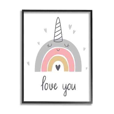 Stupell Love You Unicorn Rainbow Framed Giclee Art Design by LSR Design Studio