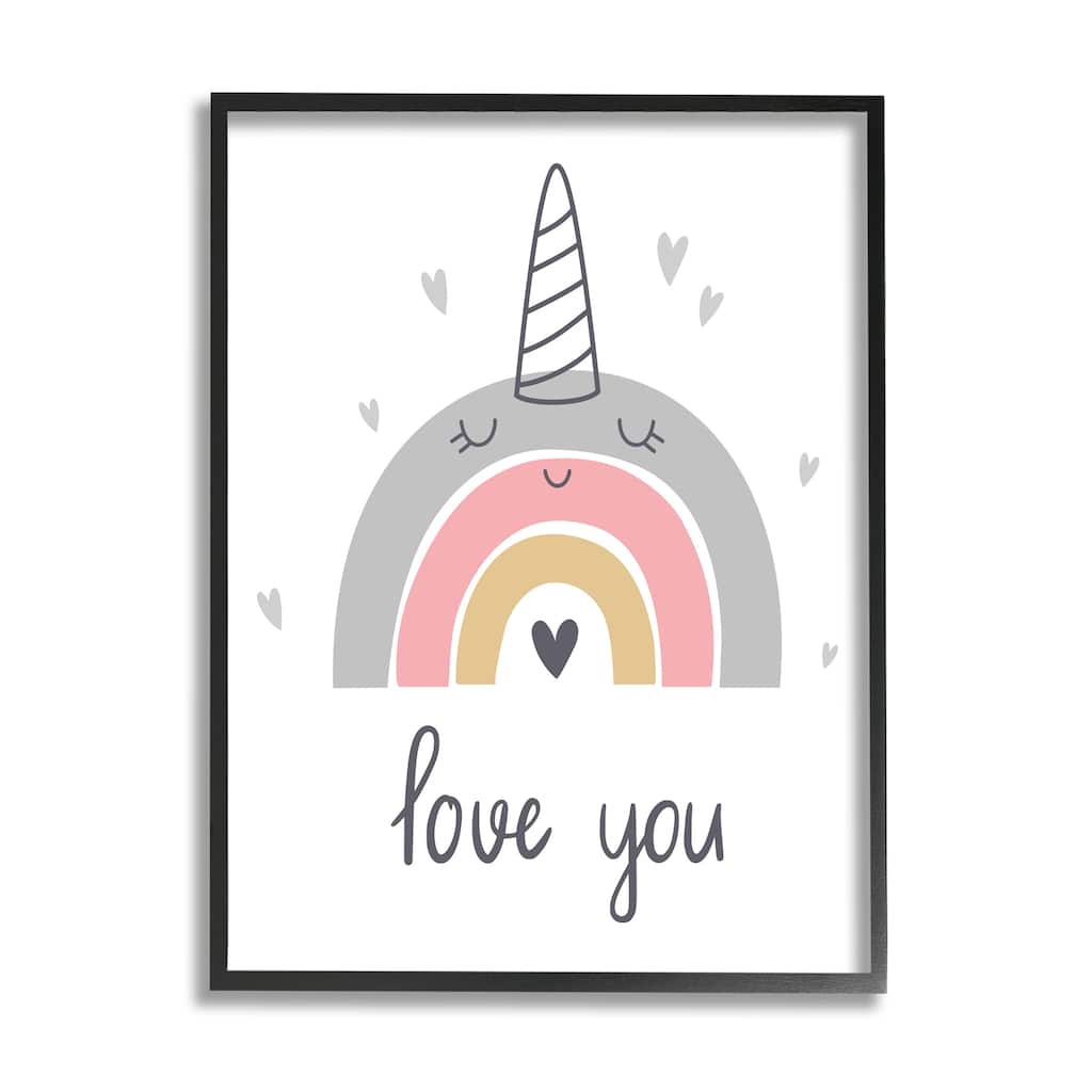 Stupell Love You Unicorn Rainbow Framed Giclee Art Design by LSR Design Studio