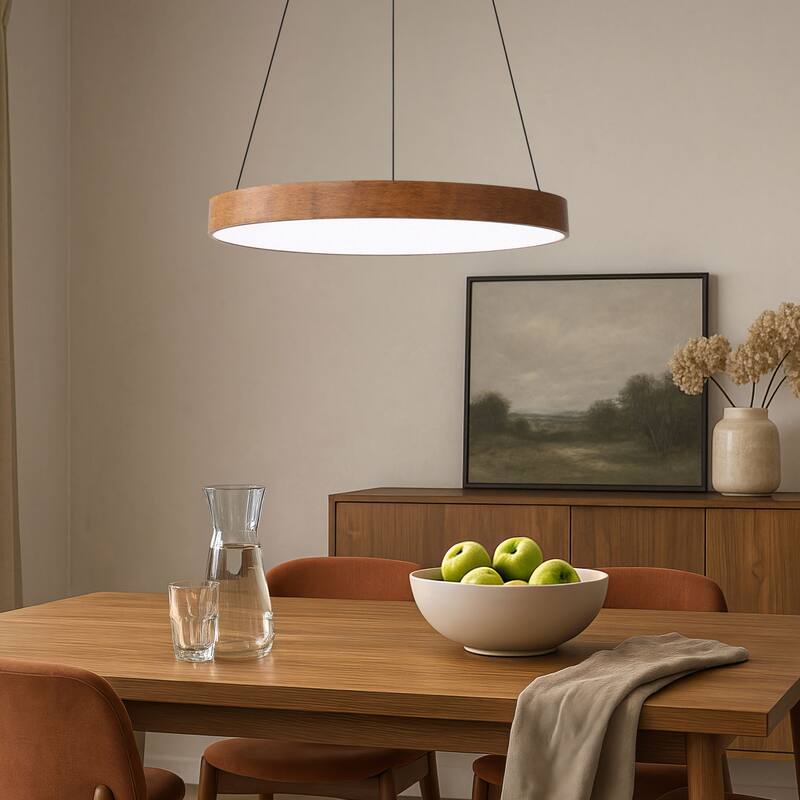 Anello 24" LED Pendant in Walnut with No Shade - Brown