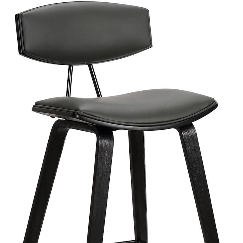 Iron Low Back Fabric Counter Bar Stool with Footrest and Wood Finish - 19” x 16” x 36” (D x W x H)