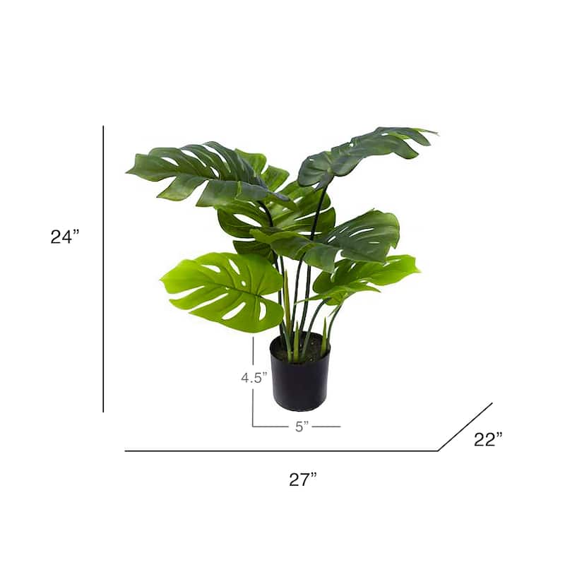 Artificial Split Leaf Philodendron Monstera Plant in Black Pot