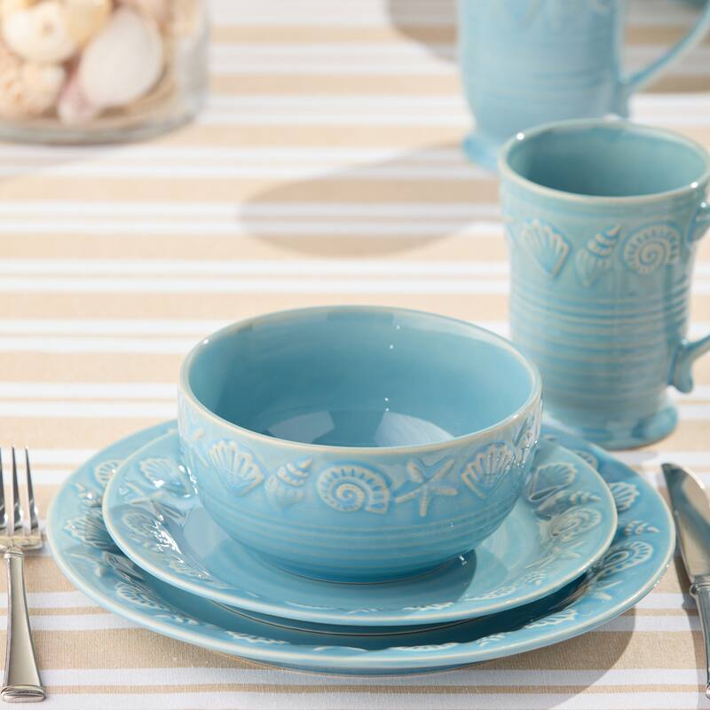 Certified International Coastline Blue 6" Ice Cream/Dessert Bowls, 24 oz., Set of 4 - 6.00"L x 6.00"W x 3.00"H