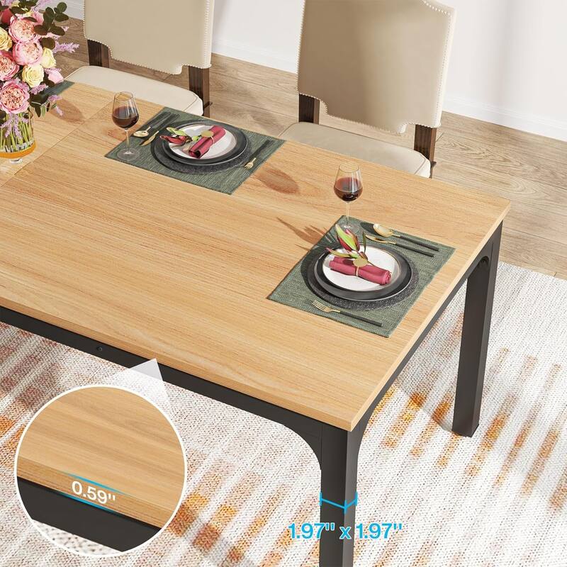 78.7" Rectangular Dining Table, Wood Kitchen Table for Home, Restaurant, Cafe, Office, Apartment, Bakery