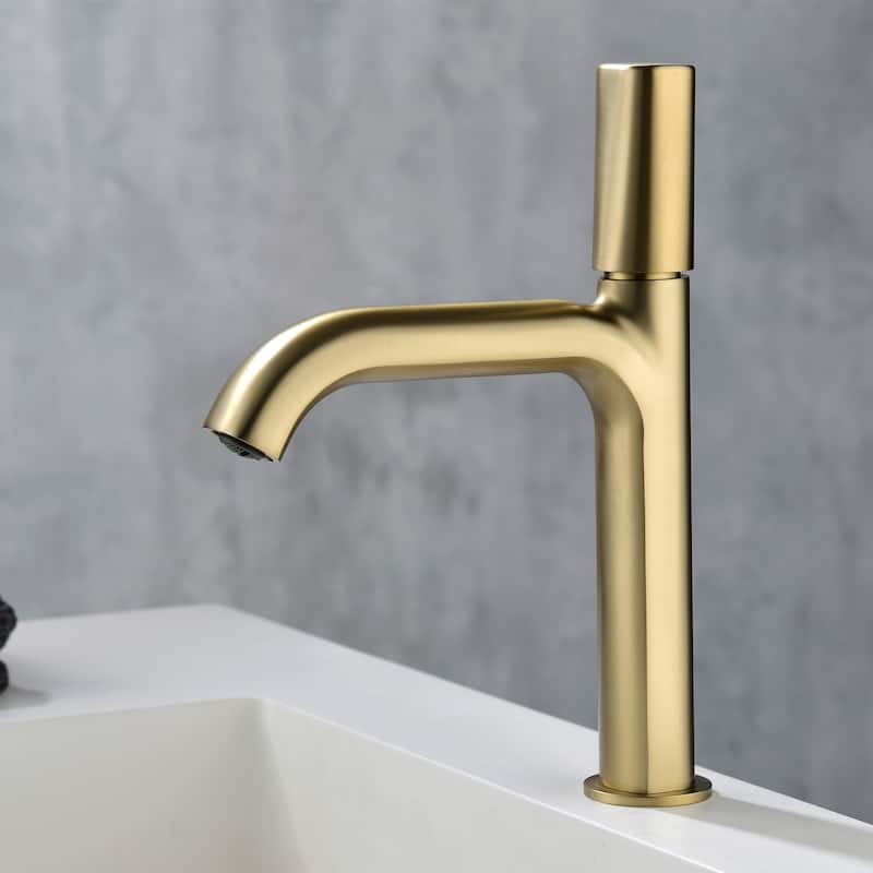 Single Handle Bathroom Sink Faucet Brass Deck Mount Modern 1 Hole Bathroom Vanity Basin Faucets Brushed Gold