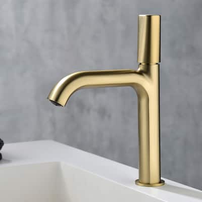 Single Handle Bathroom Sink Faucet Brass Deck Mount Modern 1 Hole Bathroom Vanity Basin Faucets Brushed Gold