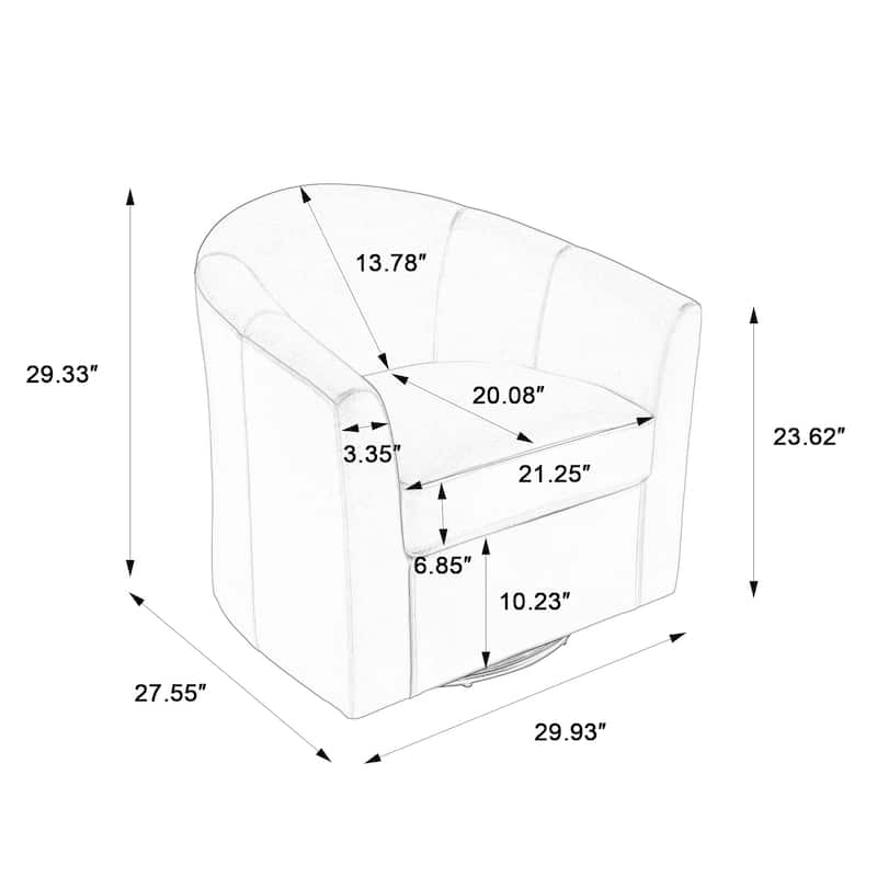 Upholstered Velvet 360° Swivel Accent Arm Chair