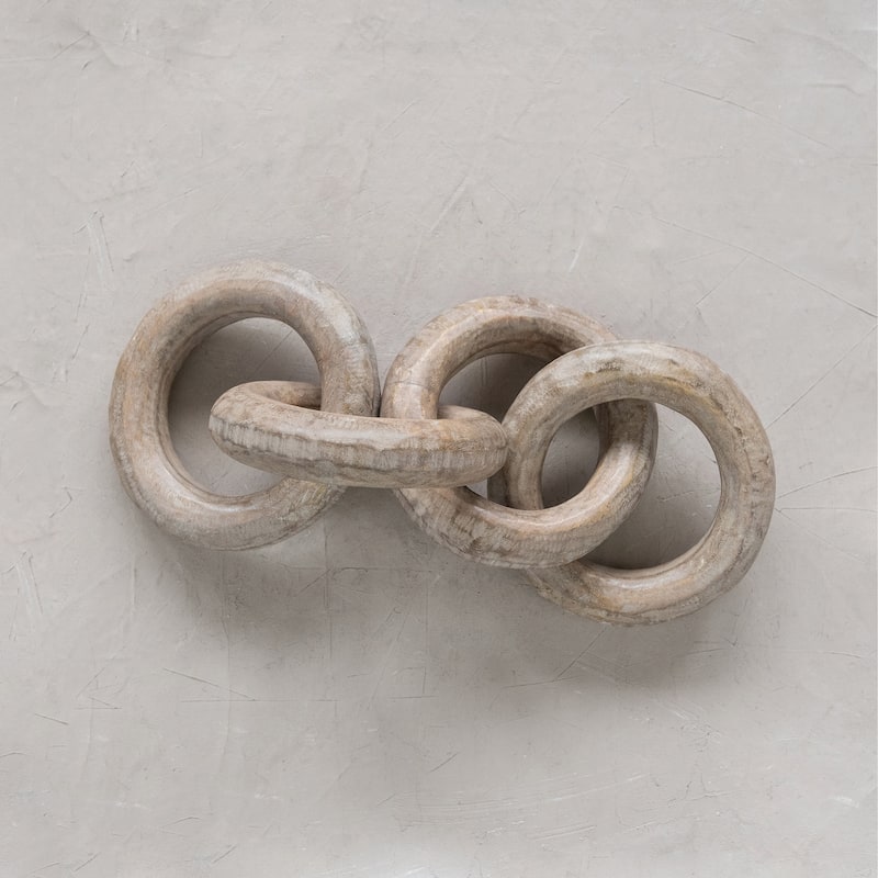 Mango Wood Carved Chain, 4 Rings