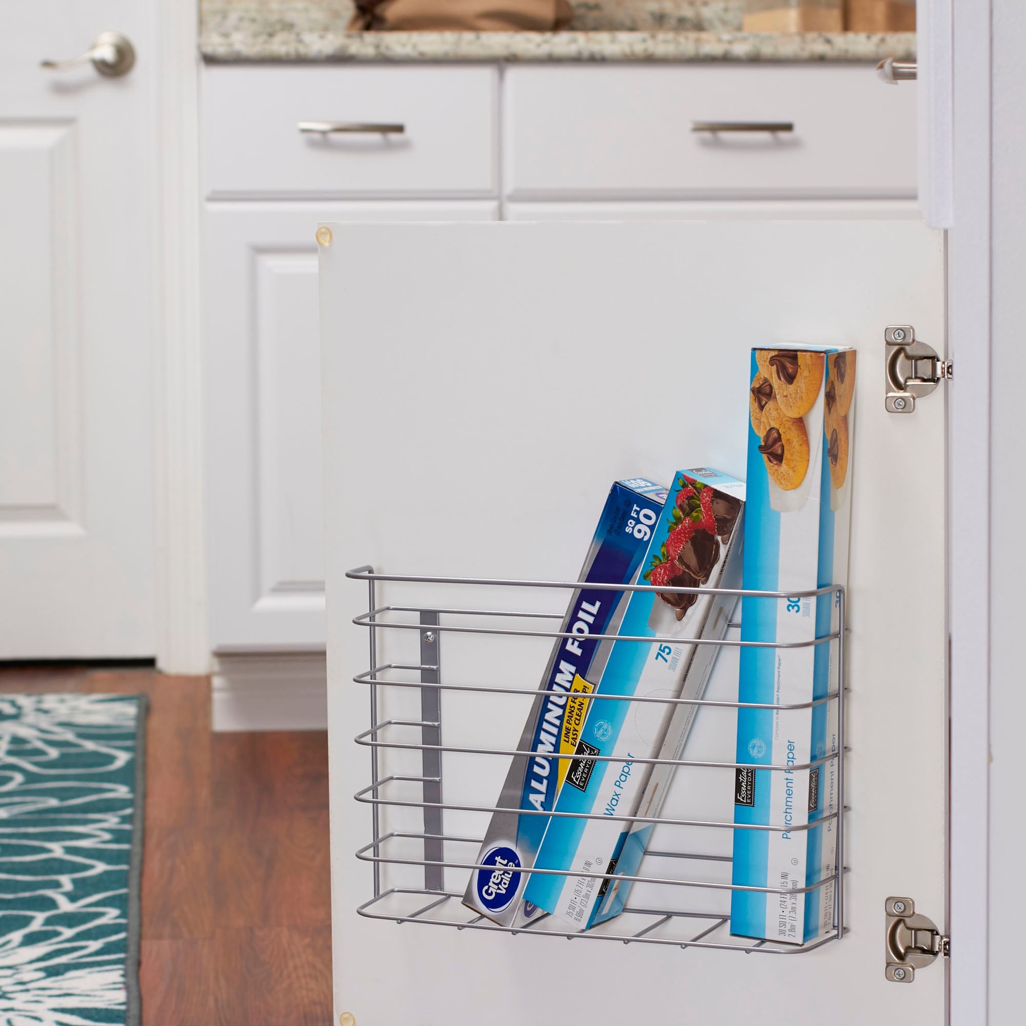 Cabinet Door Cutting Board and Kitchen Wrap Organizer