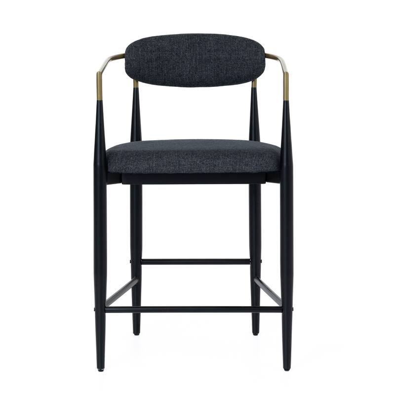 Modrest Buchtel Mid-Century Modern Dark Grey, Gold Arm & Black Counter Chair