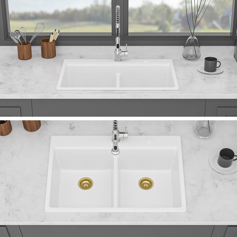 Granite Composite Double Bowl (50/50) Workstation Topmount Drop-in Kitchen Sink
