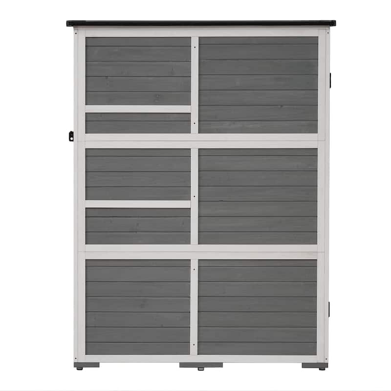 Outdoor 5.5ft Hx4.1ft L Wood Storage Shed, Garden Tool Cabinet with Lockable Doors