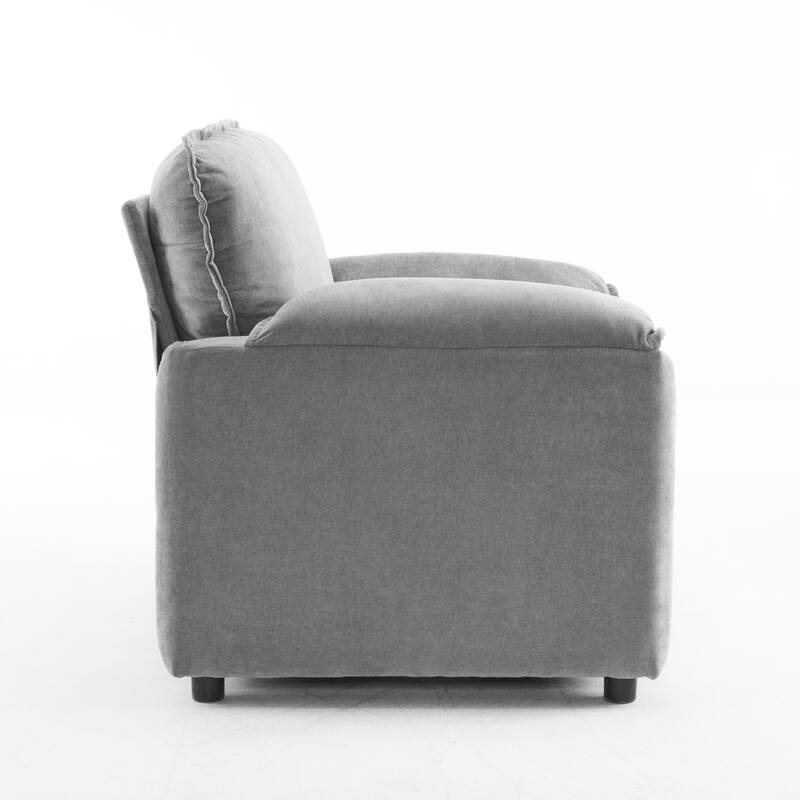 Oversized Chenille Bean Bag Chair, High Back Reading Armchair, Comfy Fluffy Sofa Chair with Cushions & Wide Seat