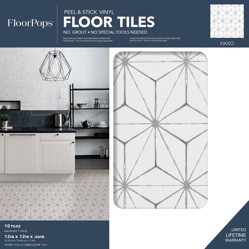 FloorPops Kikko Peel & Stick Floor Tiles
