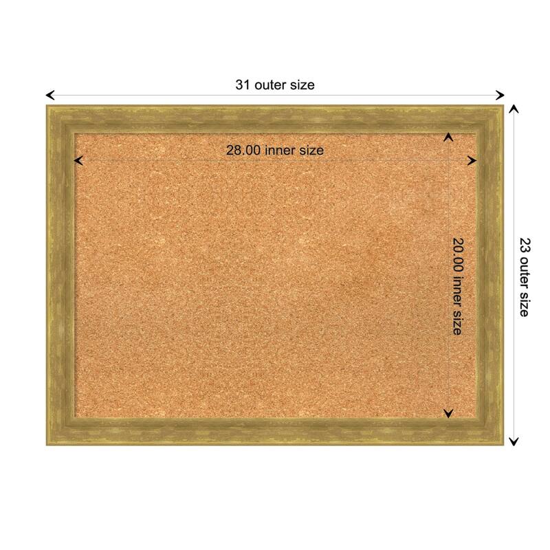 Angled Gold Wood Framed Natural Corkboard Bulletin Board, Organization Board, Pin Board - Board Size 28x20