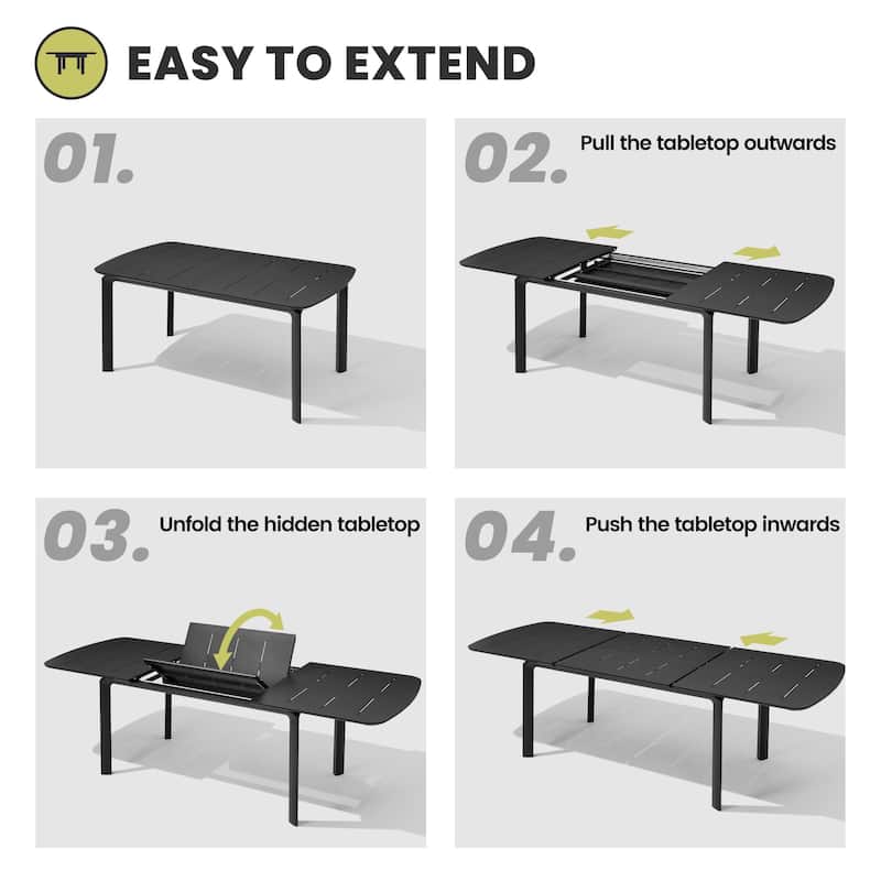 Outdoor Expandable Patio Dining Table Set Rectangular Extension Table with Chairs