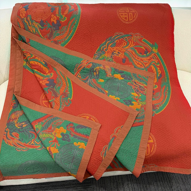 Chic Reverisible Cotton Throw Blanket Red - King - Red+Green