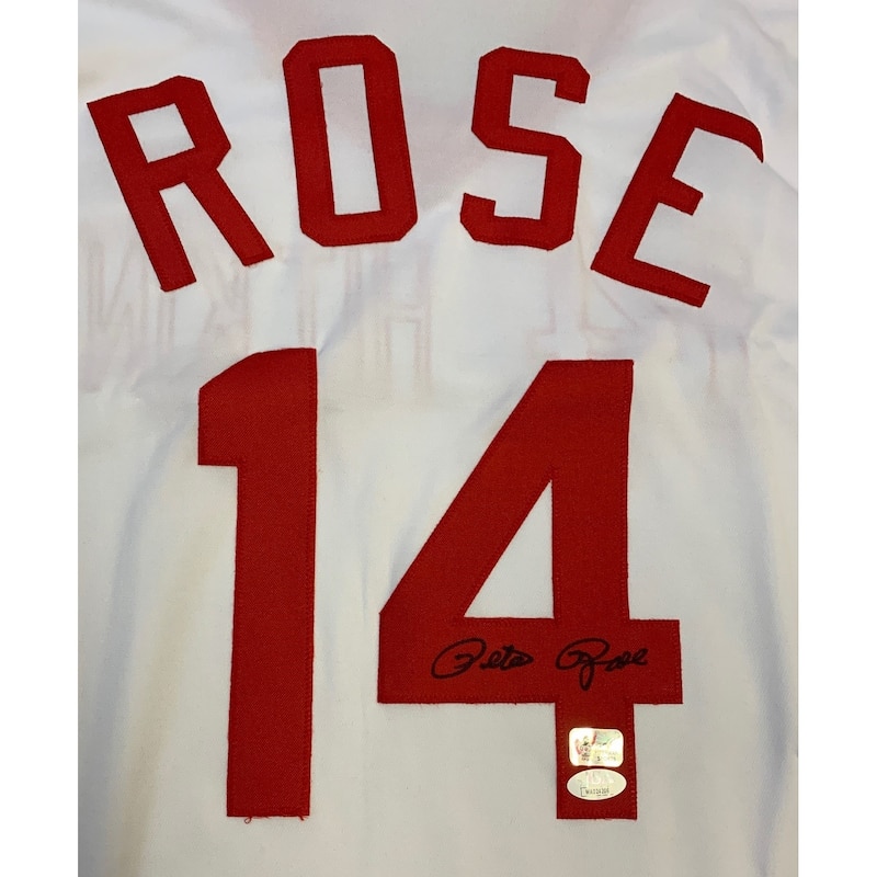 Pete Rose Autographed Cincinnati Signed Custom Baseball Jersey HIT KING JSA COA - 8'6" x 11'6"
