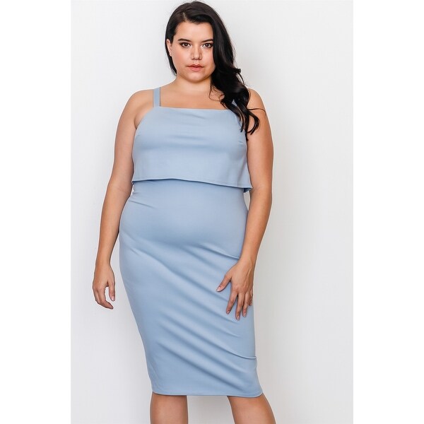 flounce detail layered midi dress