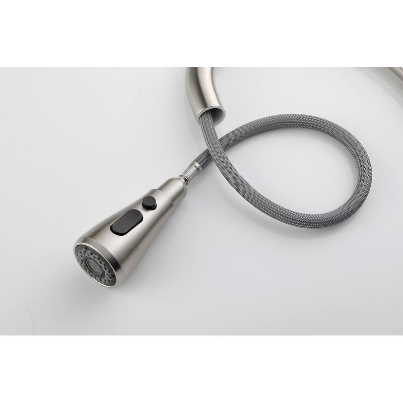 Single Handle High Arc Brushed Nickel Pull-Out Kitchen Faucet-360° Swivel