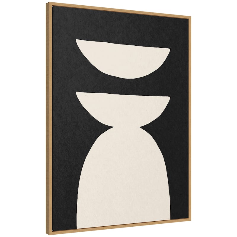 Kate and Laurel Sylvie White Geometric Abstract Framed Canvas by July Art Prints - 28x38 - Brown