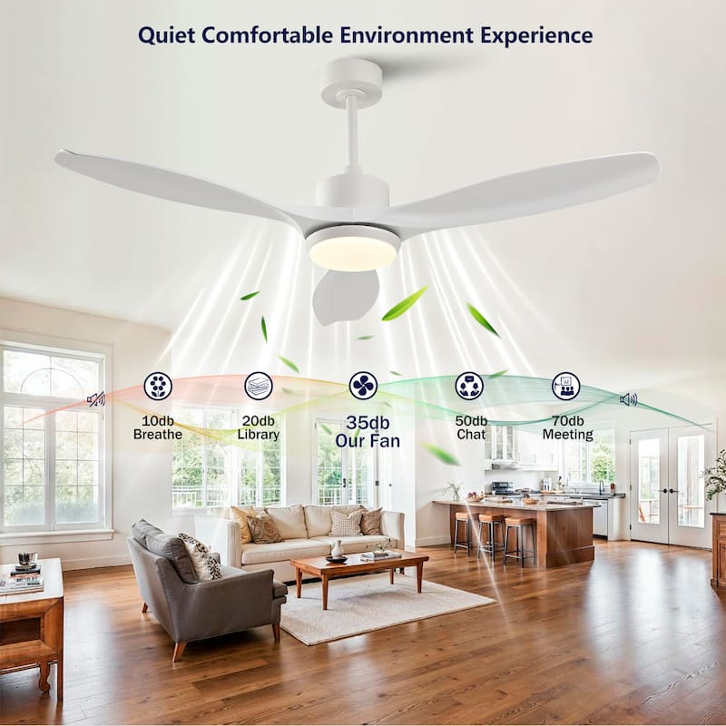 52-inch Modern LED Ceiling Fan with Light, 3 ABS Blades & Remote Control