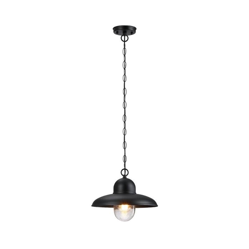 12” Light fixture black pendant light glass, iron hanging light