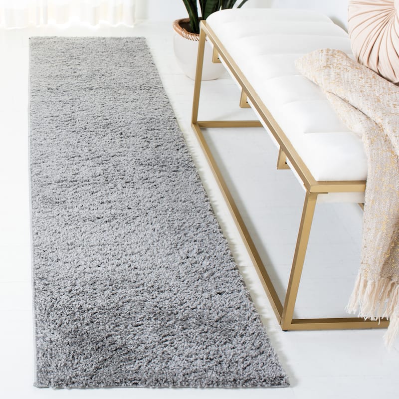 SAFAVIEH August Shag Severina Solid 1.25-inch Thick Rug - 2' x 8' Runner - Grey