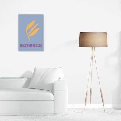 Wynwood Studio Canvas Typography and Quotes October Simple Nature Blue and Orange Modern & Contemporary Wall Art Canvas Print