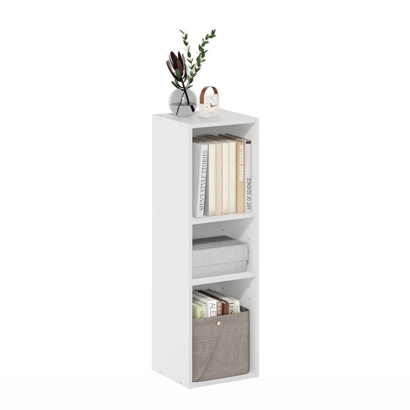 31.5 in. Tall White Wood 3-Shelf Bookcase