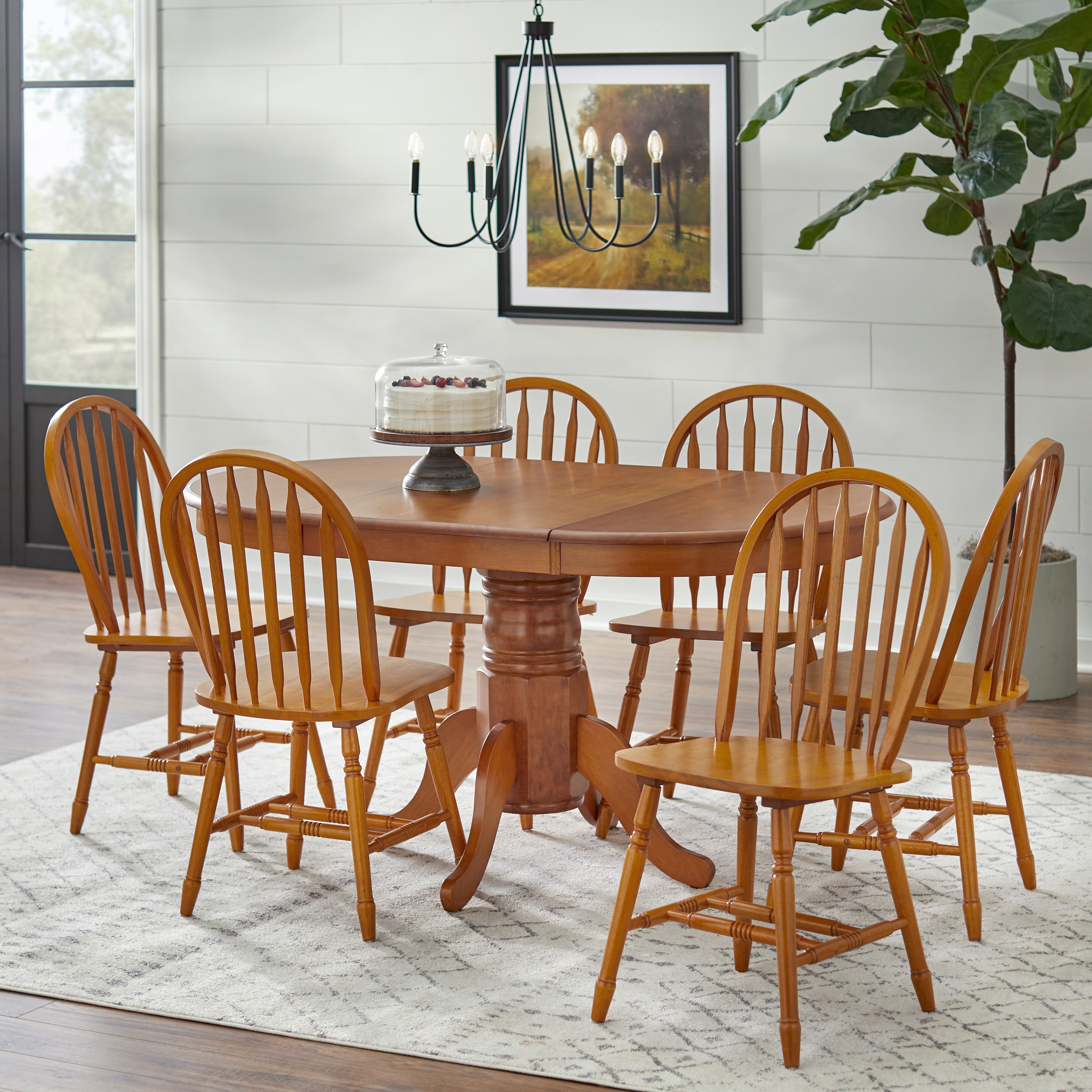 Simple Living Carolina 7 piece Farmhouse Solid Wood Dining Set