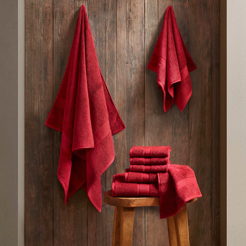 Ultra-Soft Cotton Absorbent Towel Set 8-Piece,red