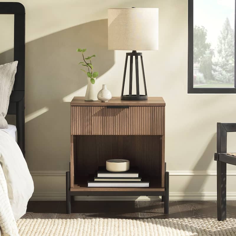 Middlebrook Designs Modern Fluted-Drawer Nightstand - Mocha