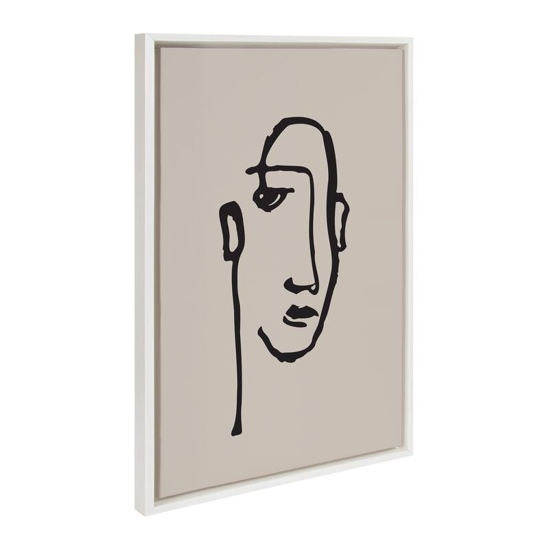 Kate and Laurel Neutral Line Art Frame Canvas by Creative Bunch Studio
