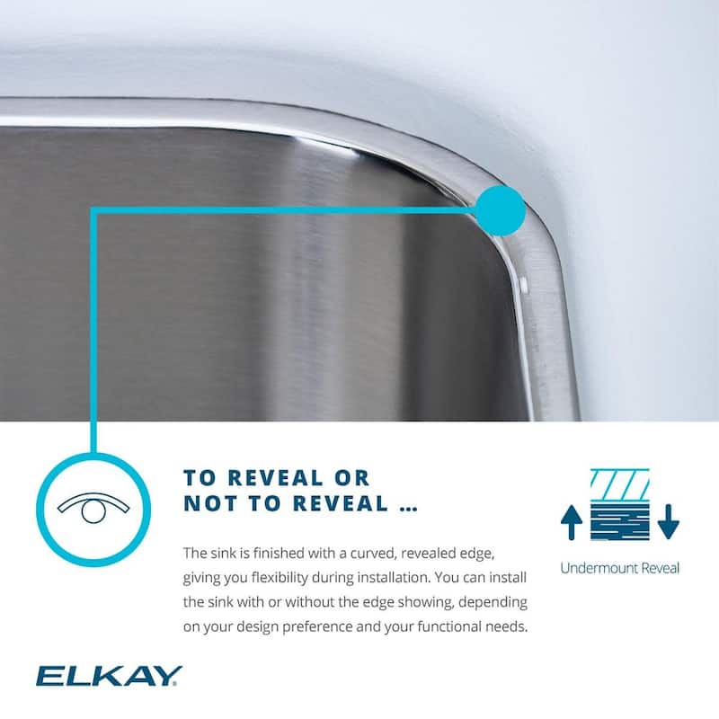 Elkay Gourmet 16-1/2" Single Basin Undermount Stainless Steel Kitchen - Stainless Steel